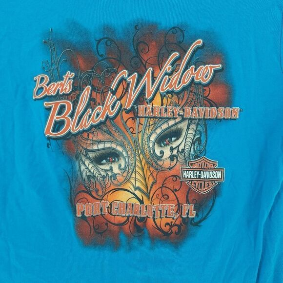 Harley Davidson XS V-neck Black Widow T-shirt - Picture 4 of 8